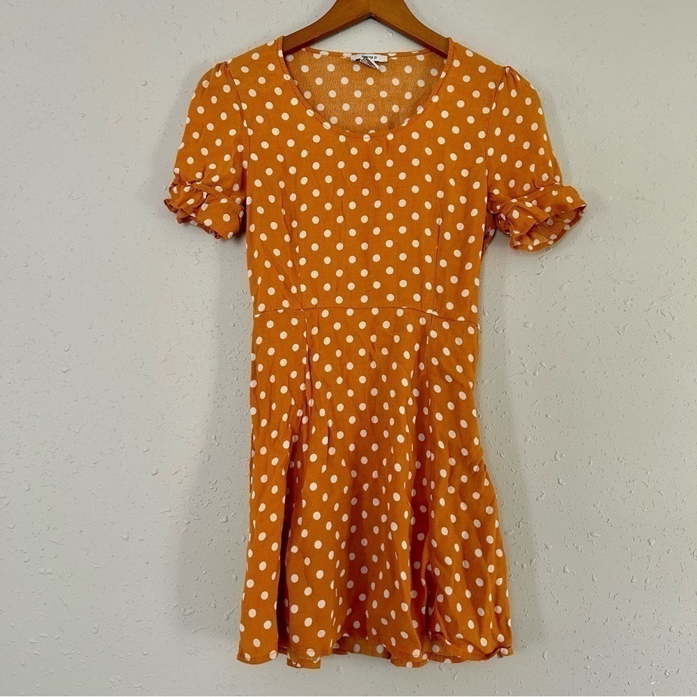 🦋 Forever 21 Mustard Polka Dot Short Sleeve Mini Dress Small